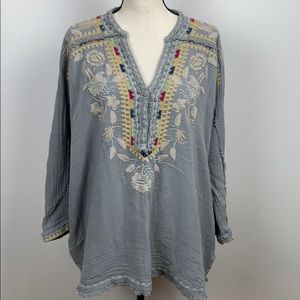 Johnny Was Floral Embroidered Blouse Size L